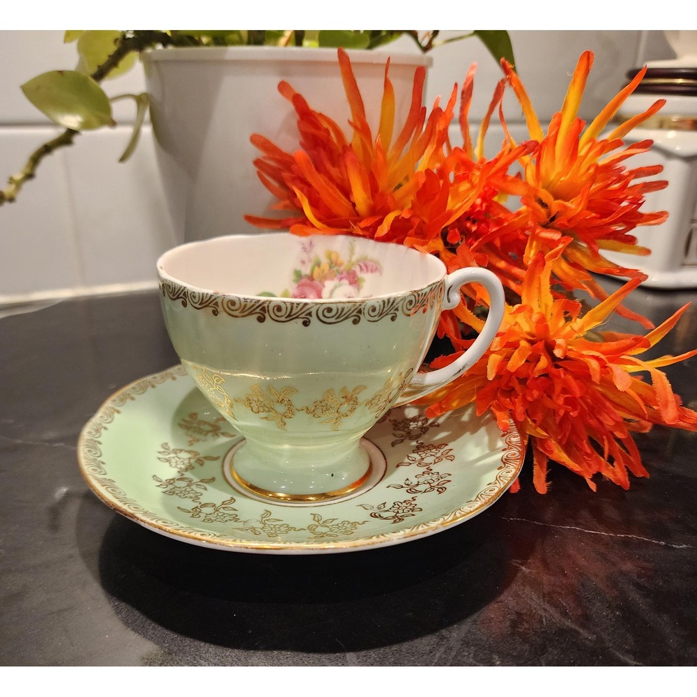 Vintage Royal Standard Mint Green Teacup and Saucer | English Bone China